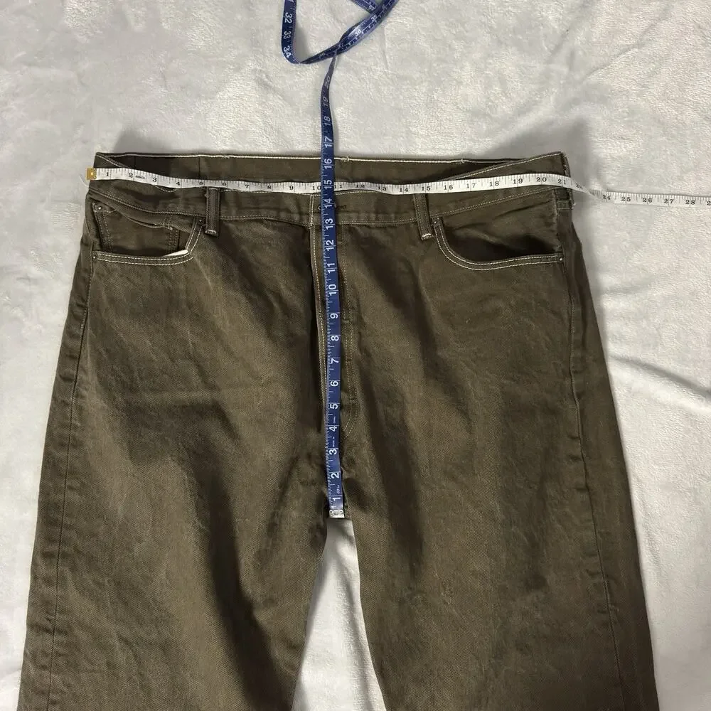Levis 501 Straight Fit Jeans Mens 40x30 Olive 100% Cotton Button Fly